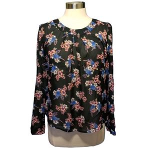 ASH New York | Floral Surplice Long Sleeve Blouse Size Large